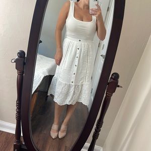 White Flowy Midi Skirt